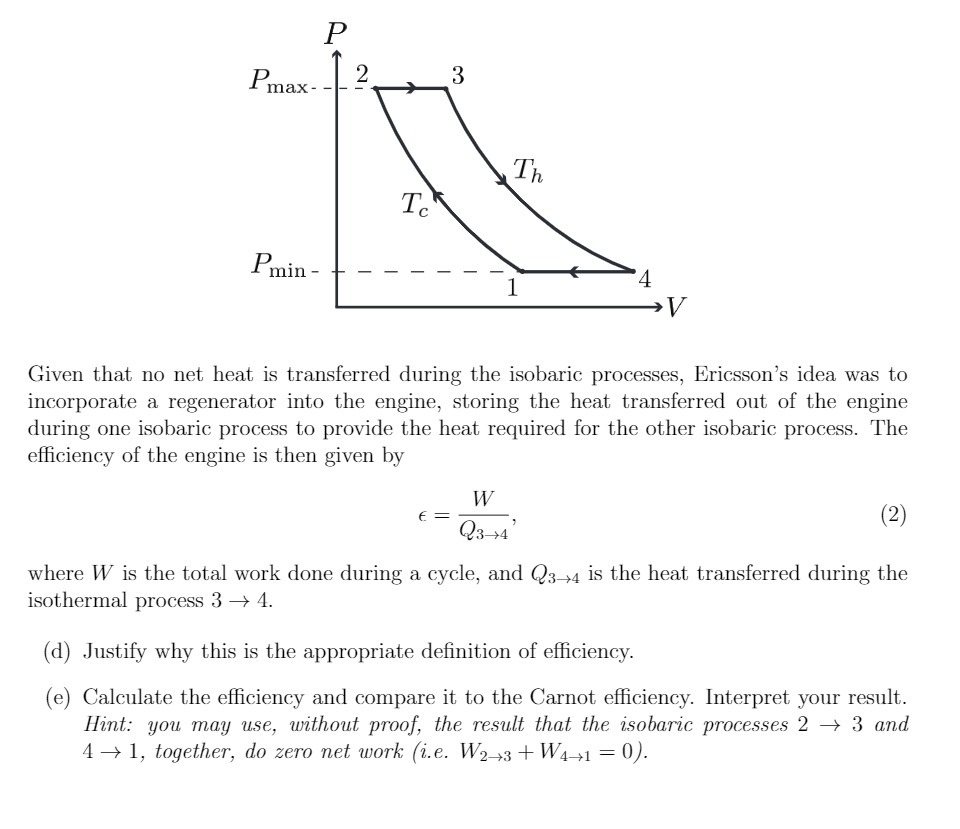 P Pmax - 3 Th Pmin - - - - Given that no net heat