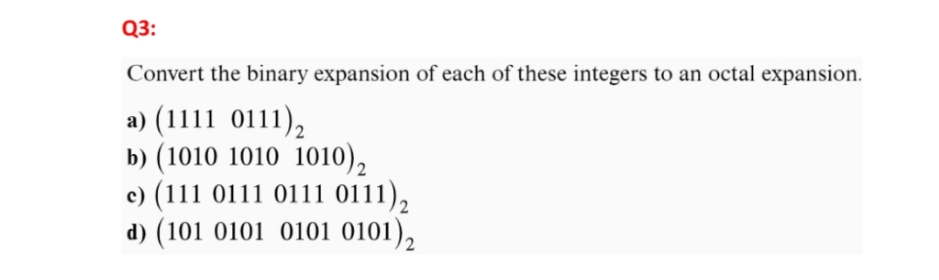 answer me fast Q3: Convert the binary expansion
