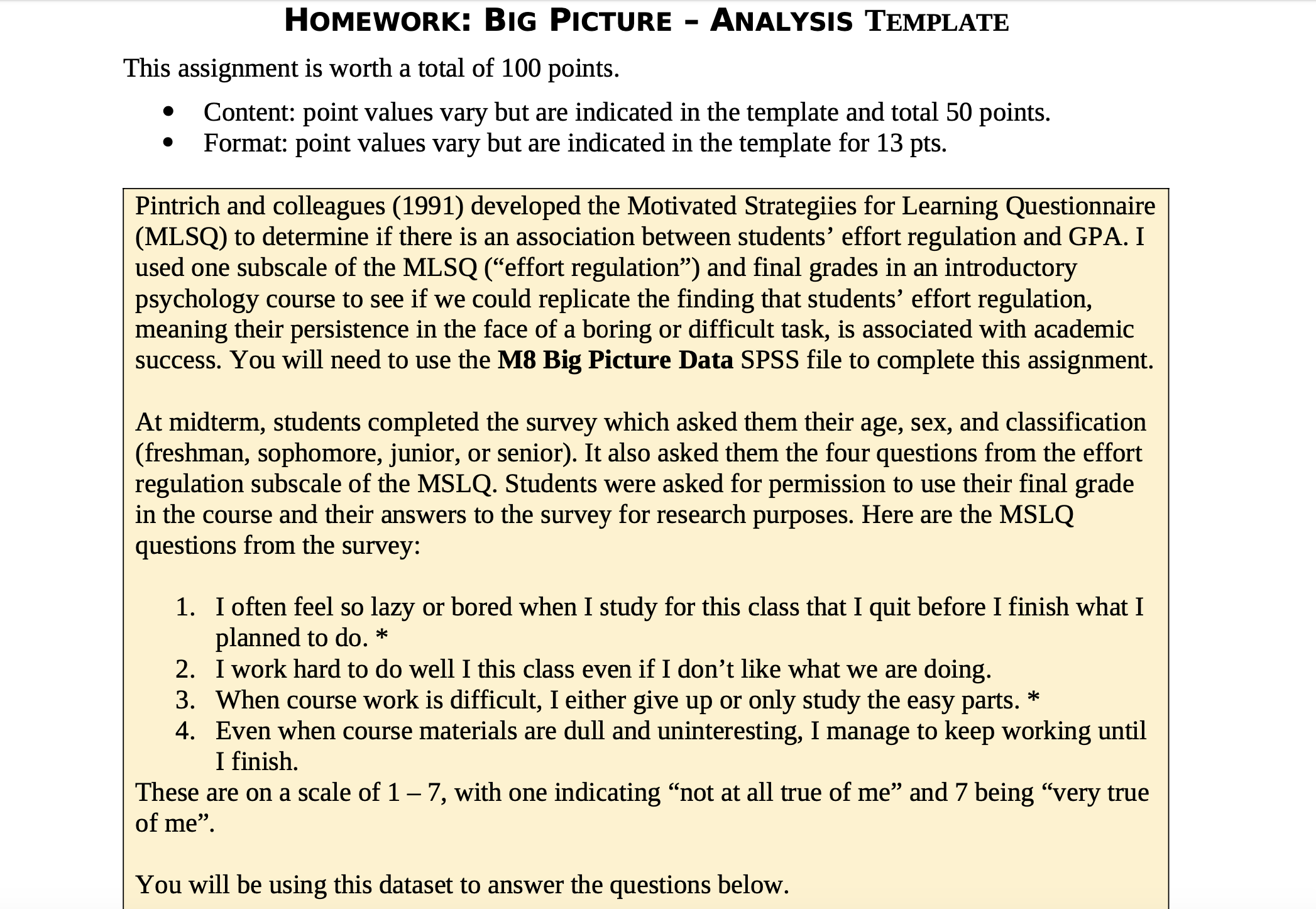 HOMEWORK: BIG PICTURE - ANALYSIS TEMPLATE This