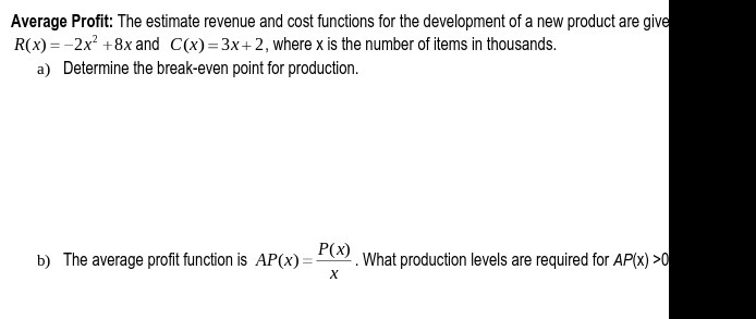 Average Prot: The estimate revenue and post