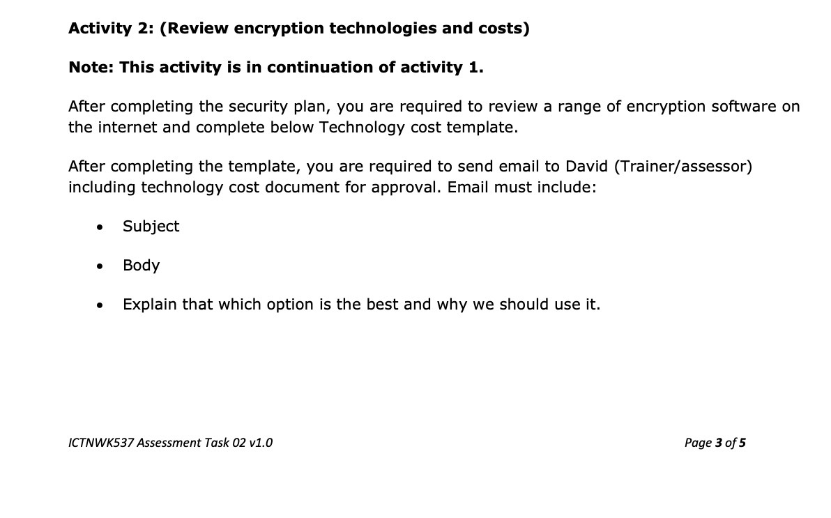 Activity 2: (Review encryption technologies and