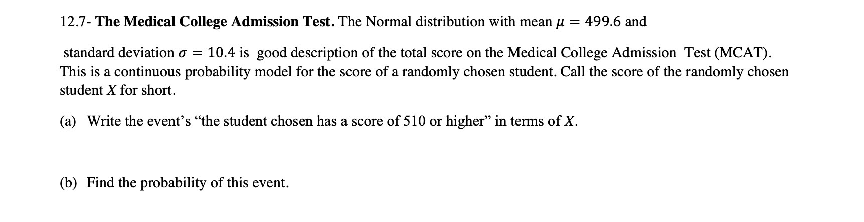 12.7 The Medical College Admission Test. The