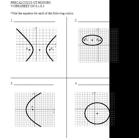 PRECALCULUS GT HONORS WORKSHEET ON 8.1-8.3 Write