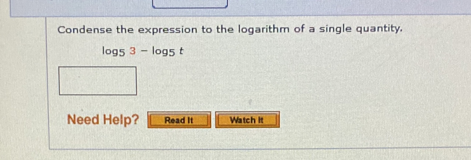 Condense the expression to the logarithm of a