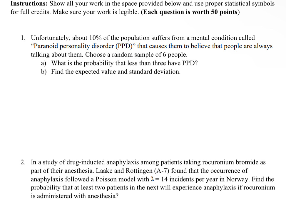 Show it on paper please Instructions: Show all