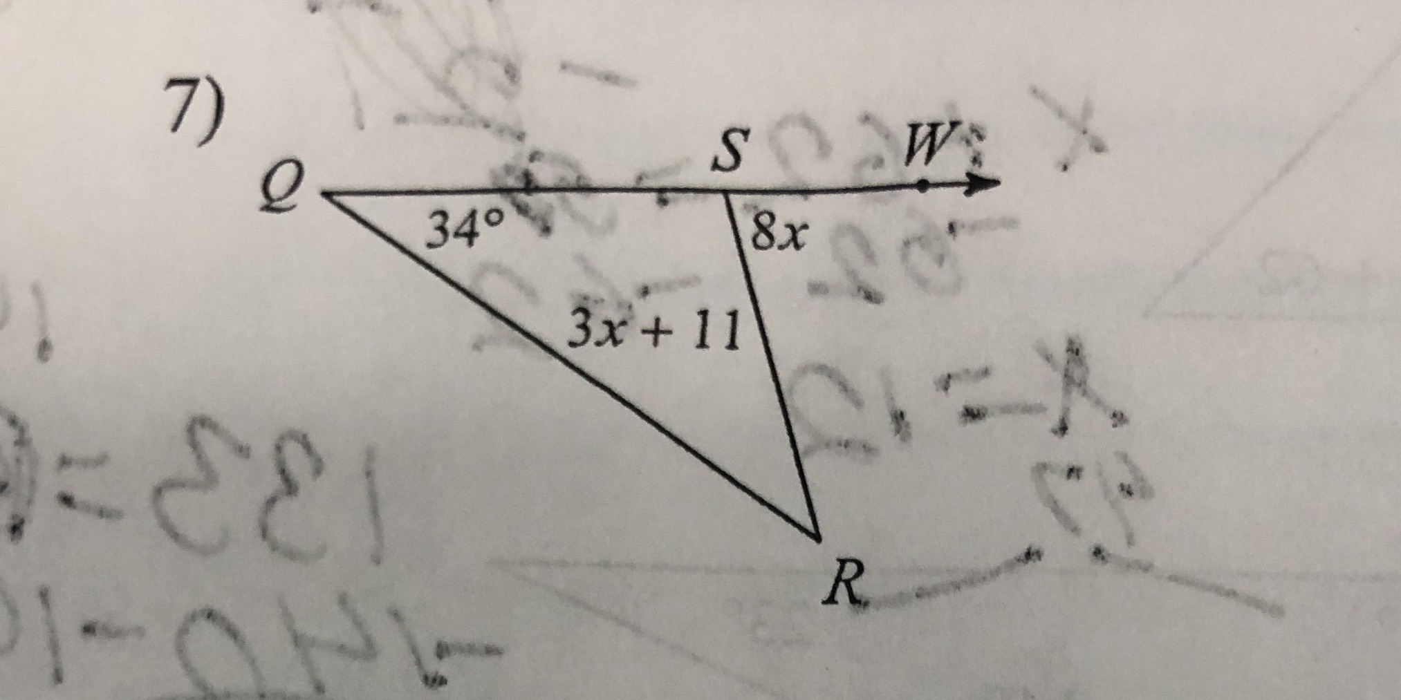 Solve for x. Find the measure of each angle