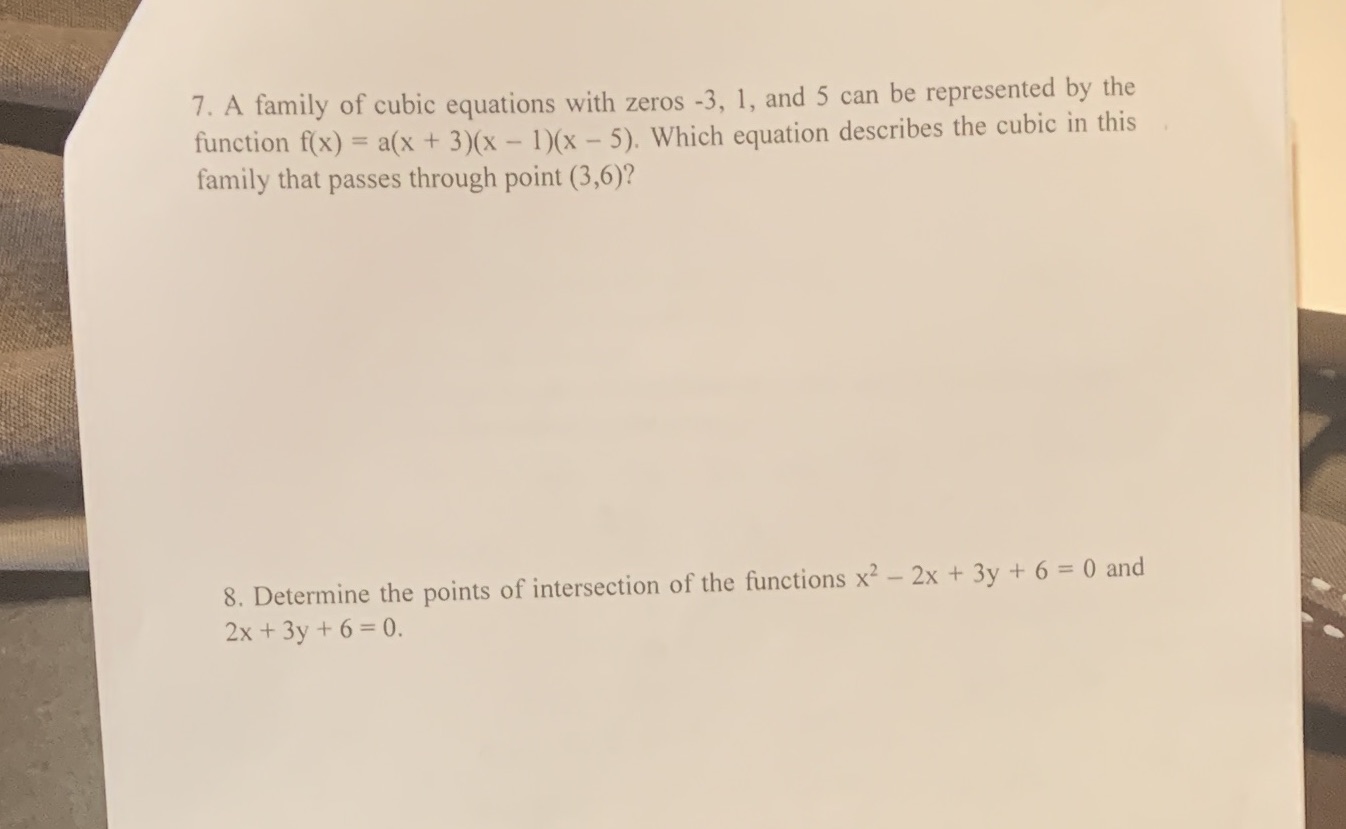 7. A family of cubic equations with zeros -3, 1,