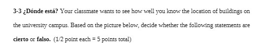 3-3 :Donde esta? Your classmate wants to see how