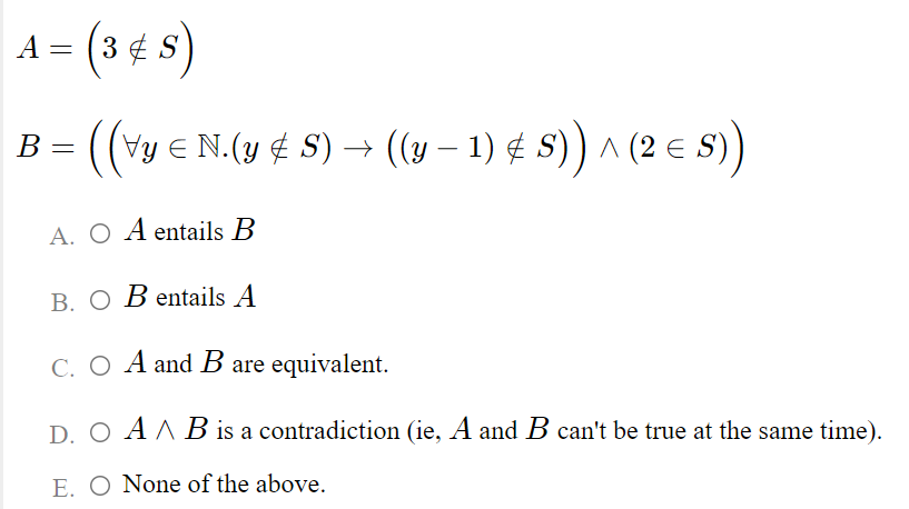 you are given two statements, A and B, as well as