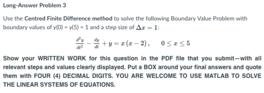 solve the equation Long-Answer Problem 3 Use the