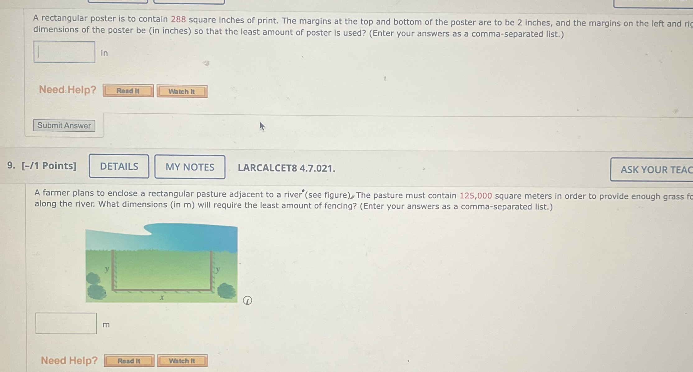 A rectangular poster is to contain 288 square