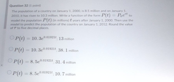 maths wuestion Question 32 (1 point) The