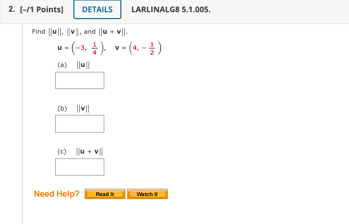 2. [-/1 Points] DETAILS LARLINALG8 5.1.005. Find