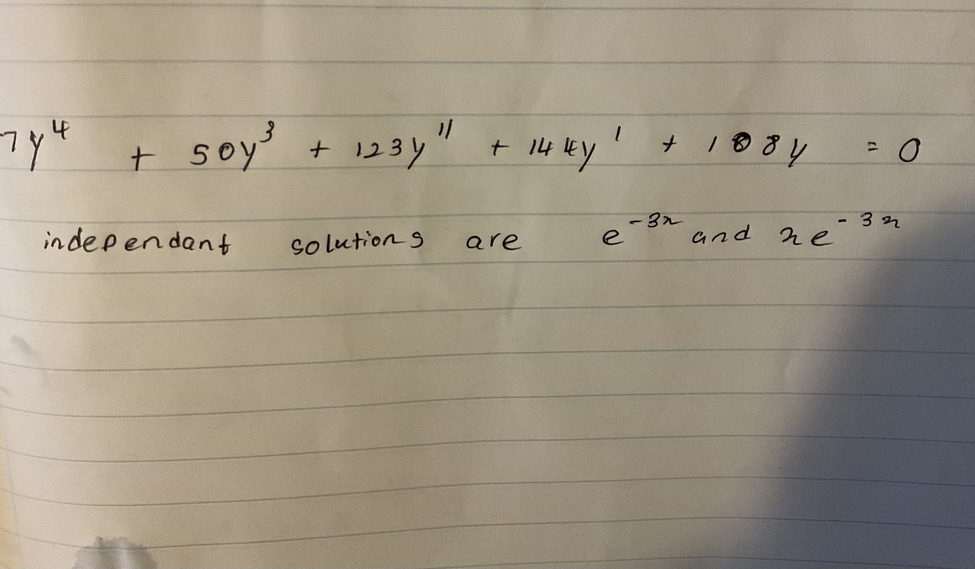 Solve the following differential equation for its