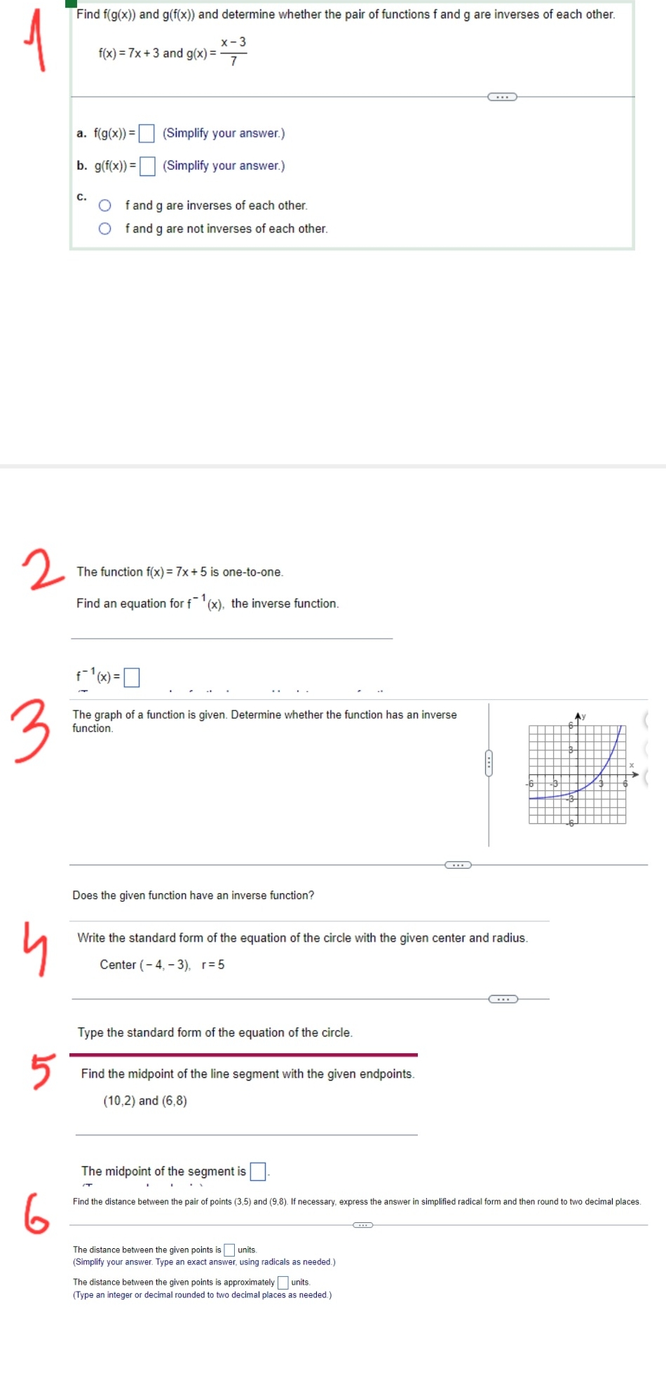 Algebra Graphs Find f(g(x)) and g(f(x)) and