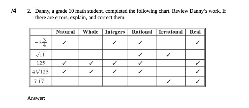 14 2. Danny, a grade 10 math student, completed