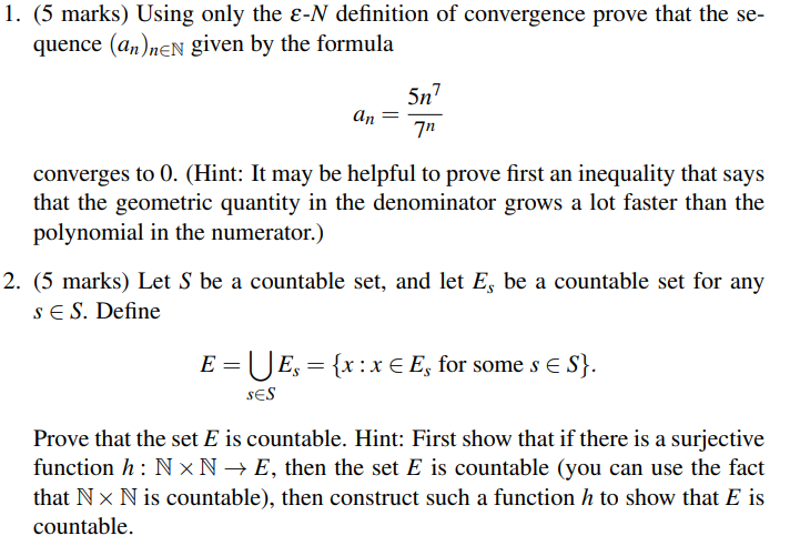 1. (5 marks) Using only the &-N definition of