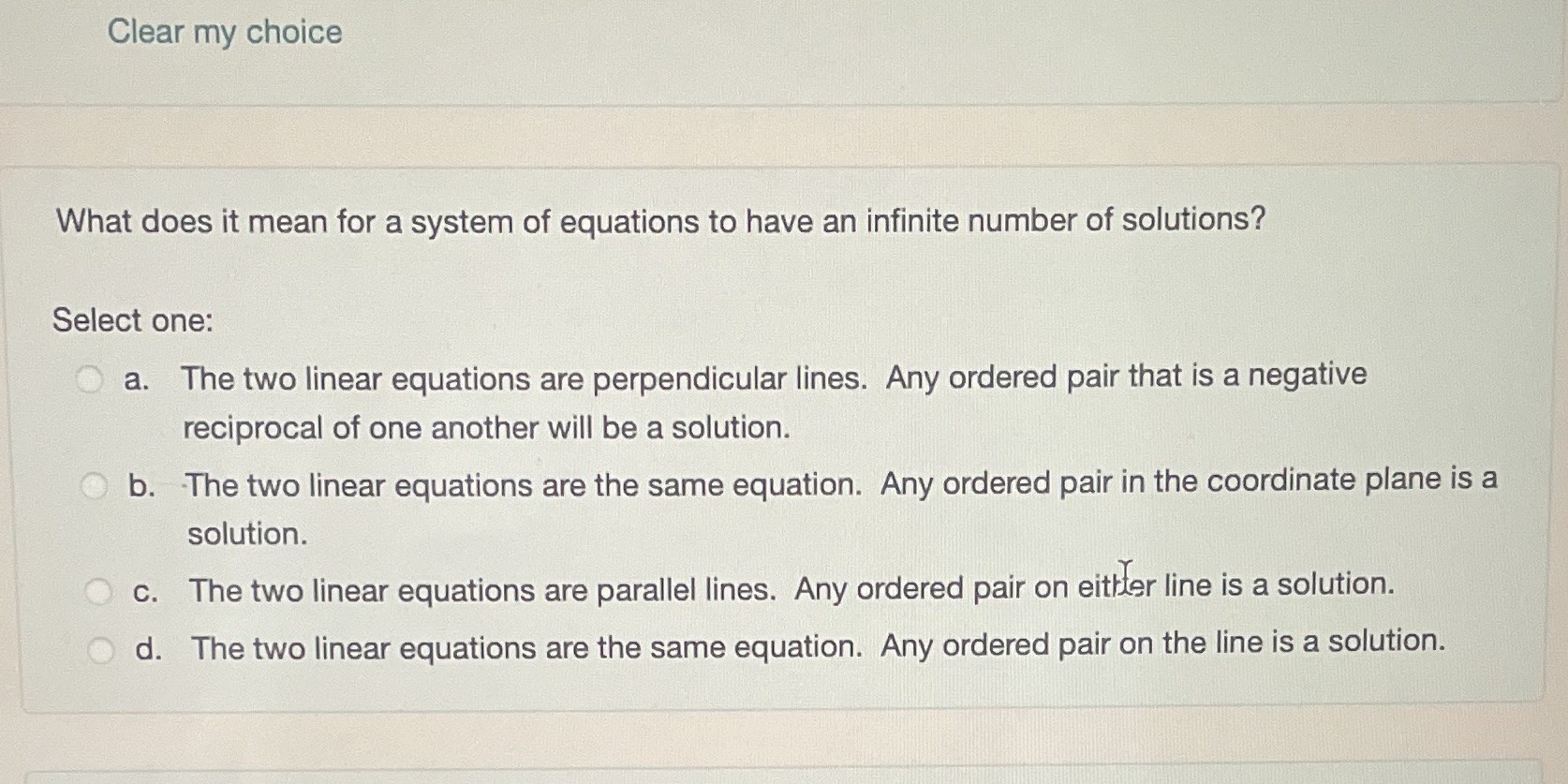 Clear my choice What does it mean for a system of