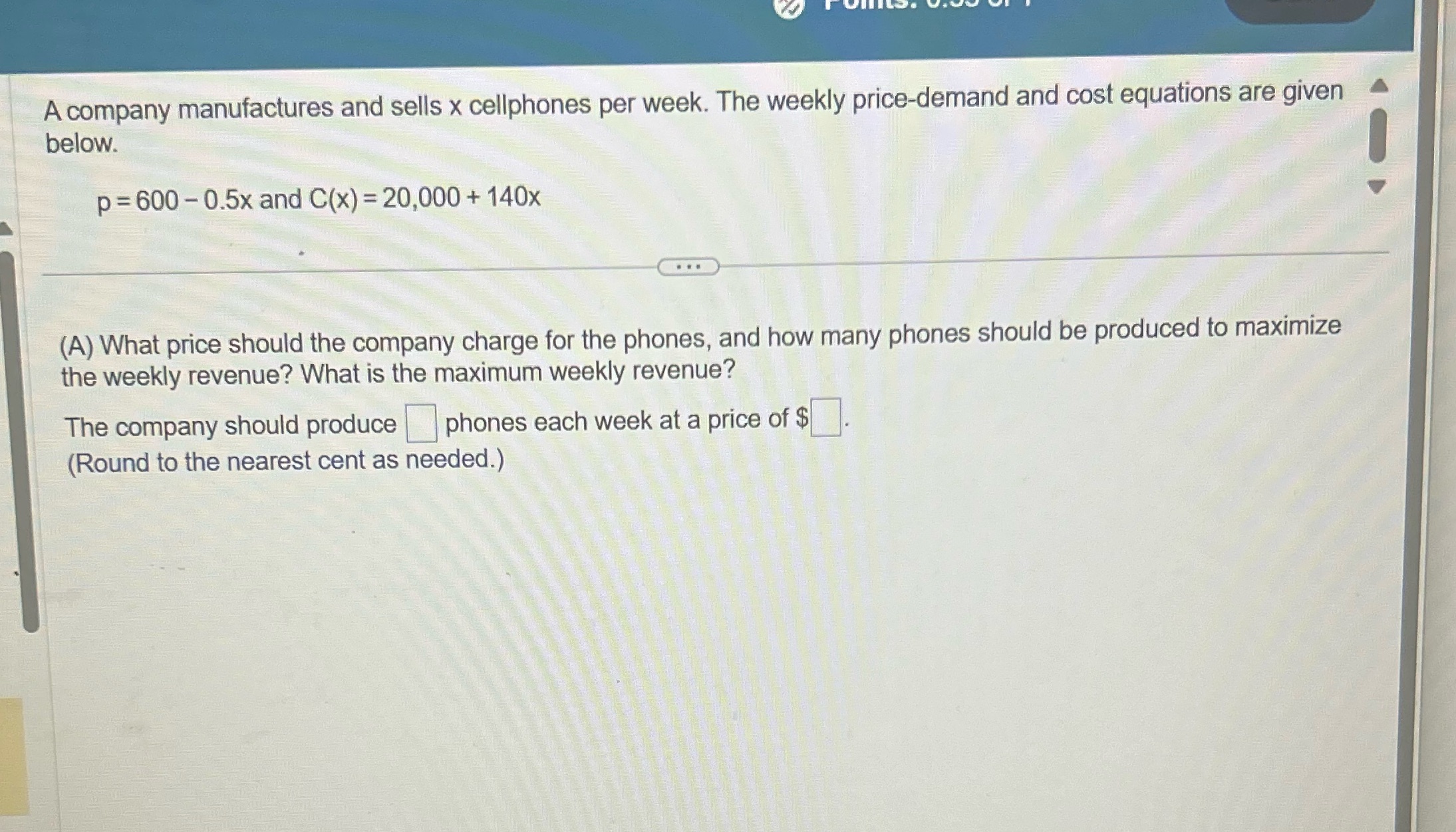 i f . A company manufactures and sells x