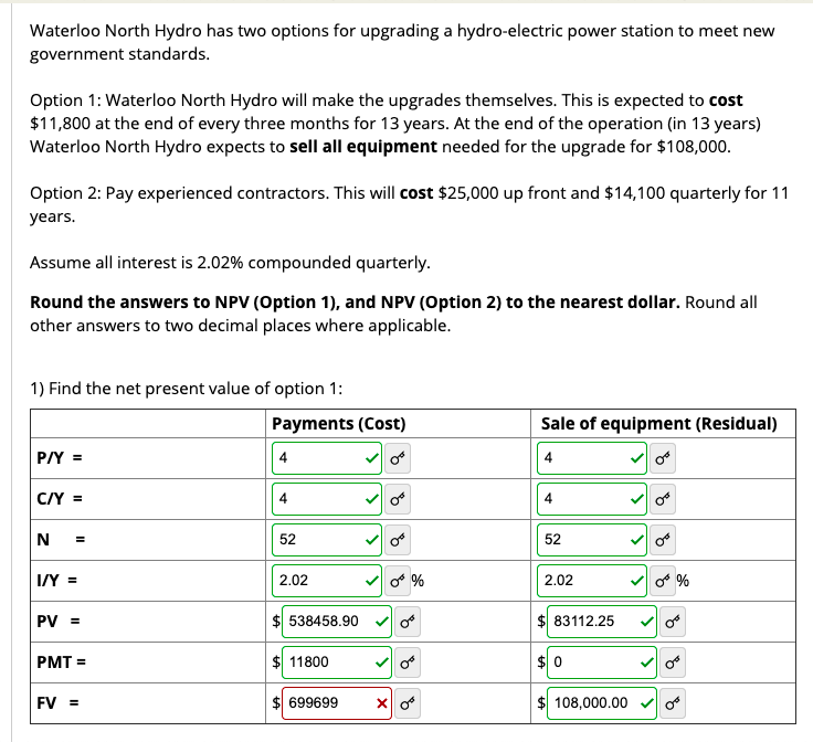 MATHEMATICS Waterloo North Hydro has two options