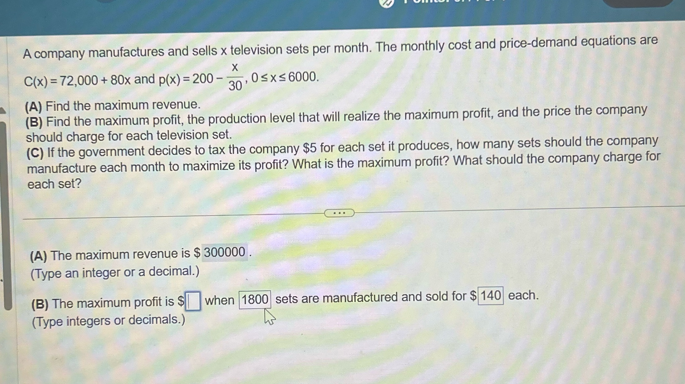 /A A company manufactures and sells x television