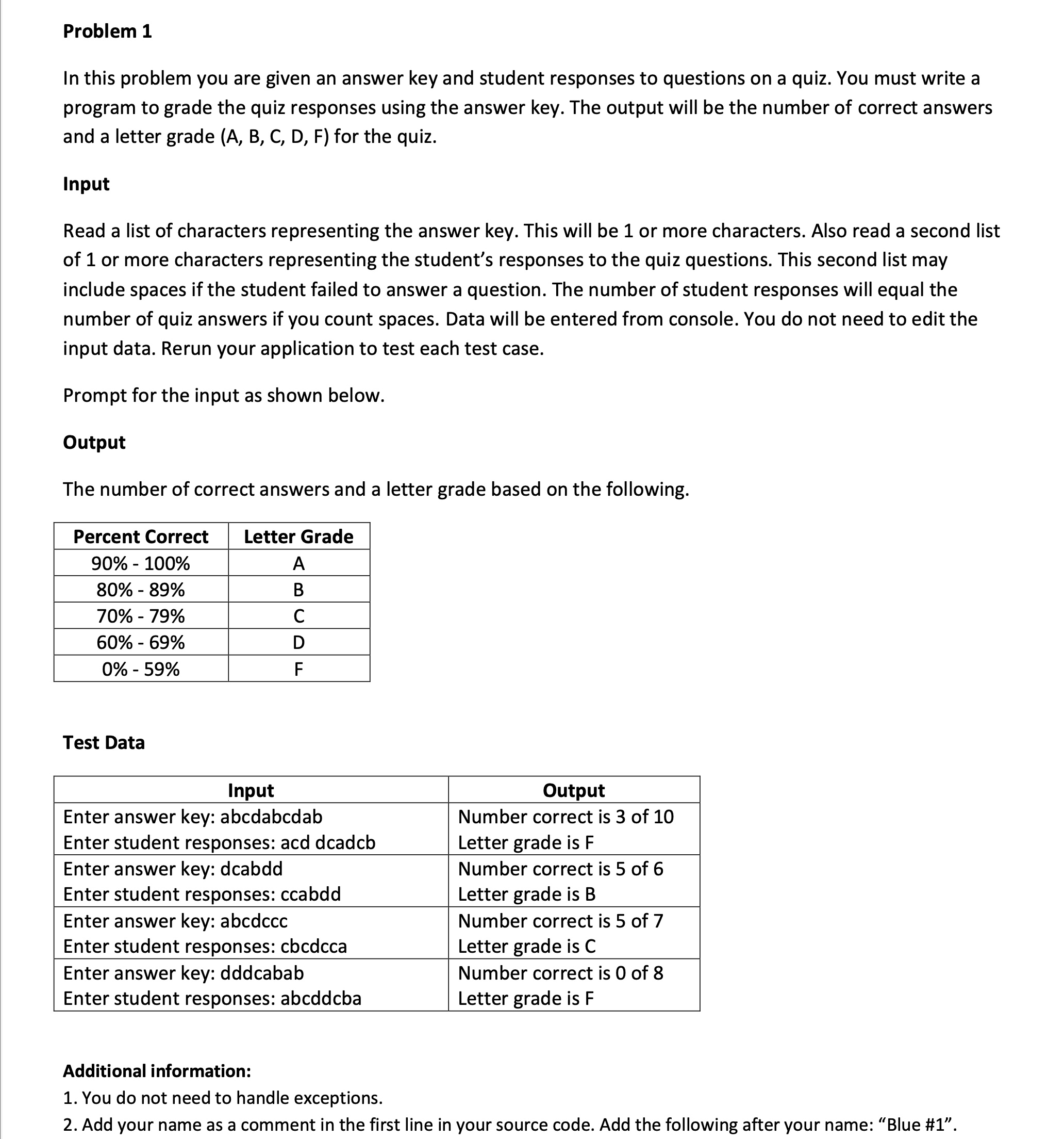 Problem 1 In this problem you are given an answer