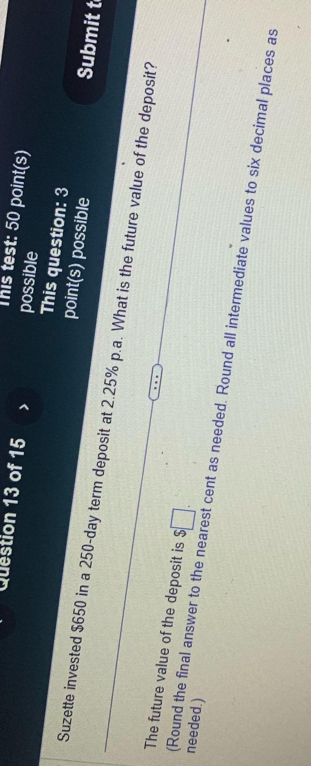 This test: 50 point(s) possible Question 13 of 15