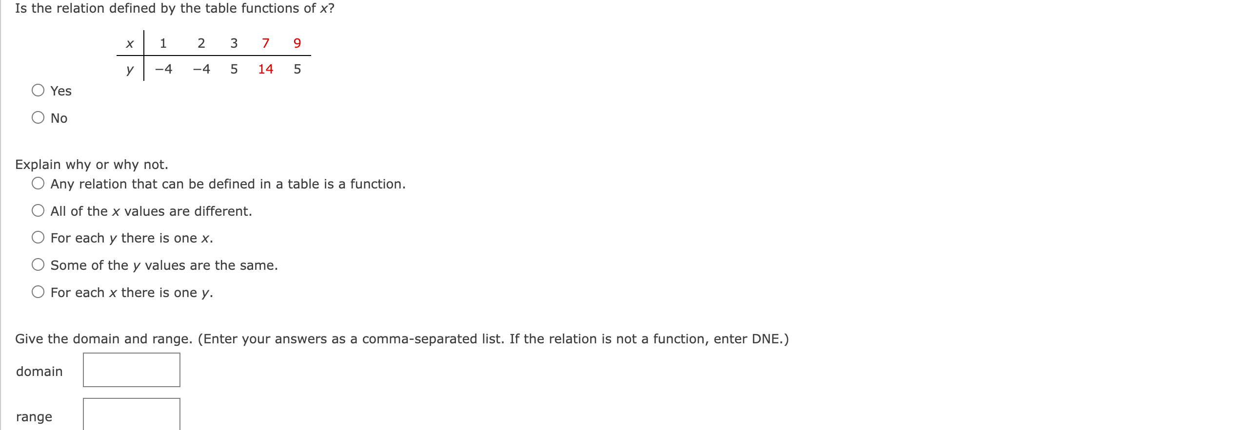 Use the values in the following table. Xl8