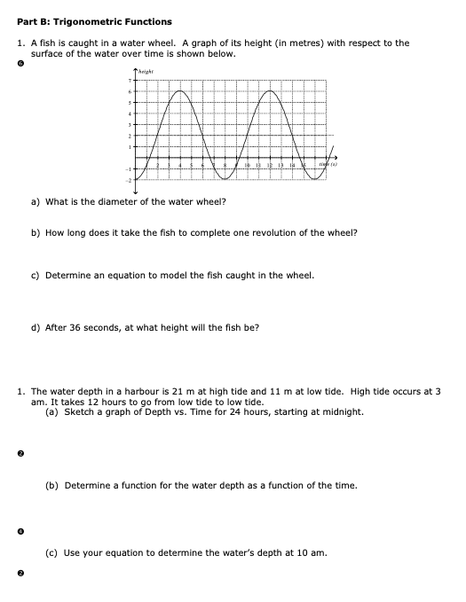 Part B: Trigonometric Functions 1. A fish is