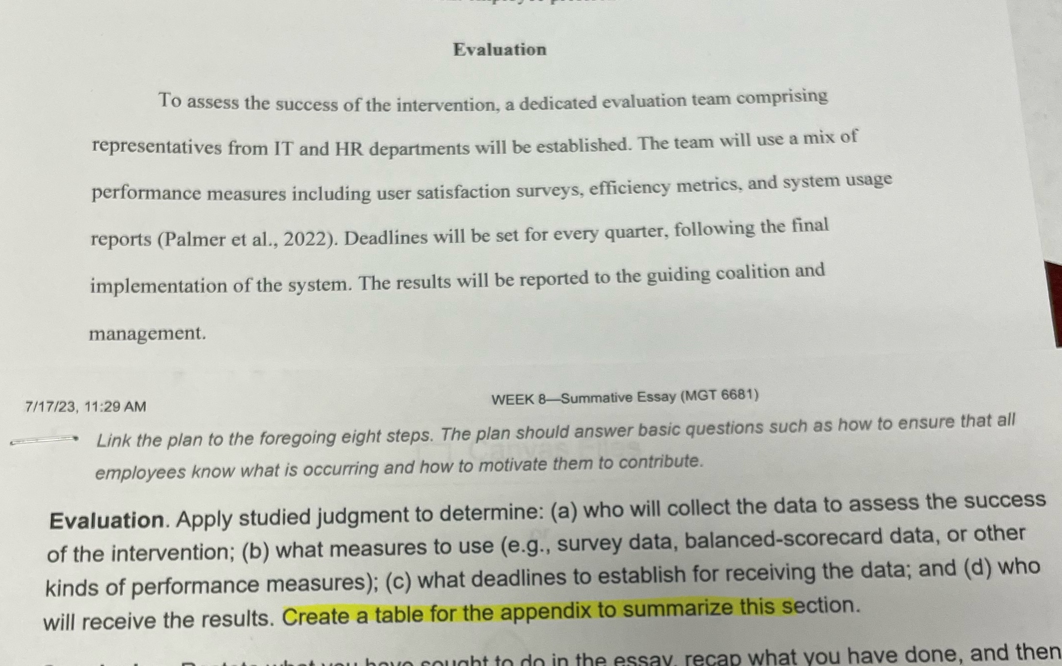 How do I summarize this evaluation section into a