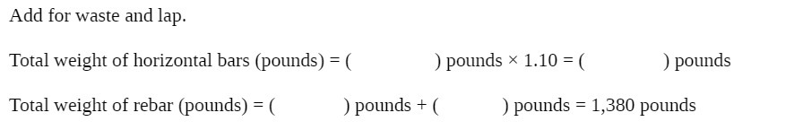 Add for waste and lap. Total weight of horizontal