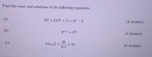 Find the exact real solutions of the following
