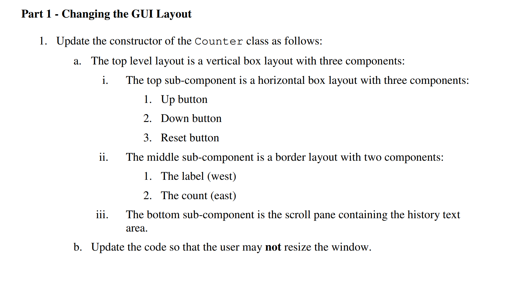 Please with his question Part 1 - Changing the