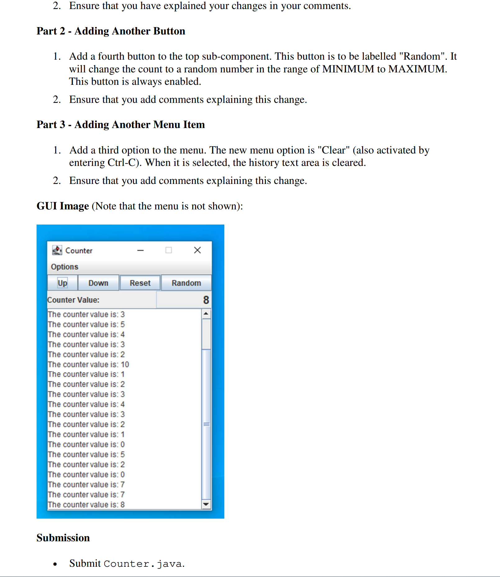 Please with his question Part 1 - Changing the