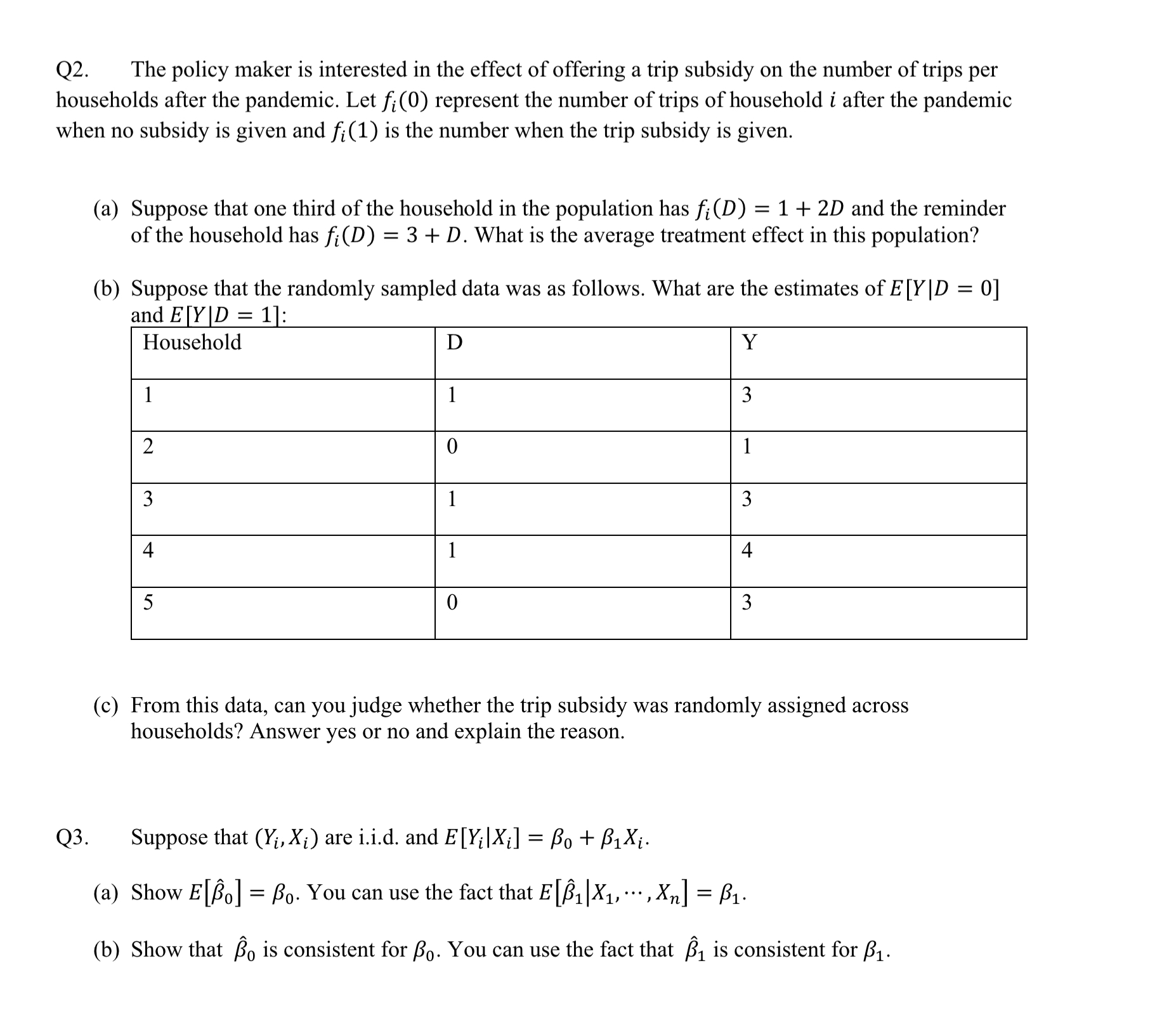 Ql. Let 3, be the OLS estimator of f; in the