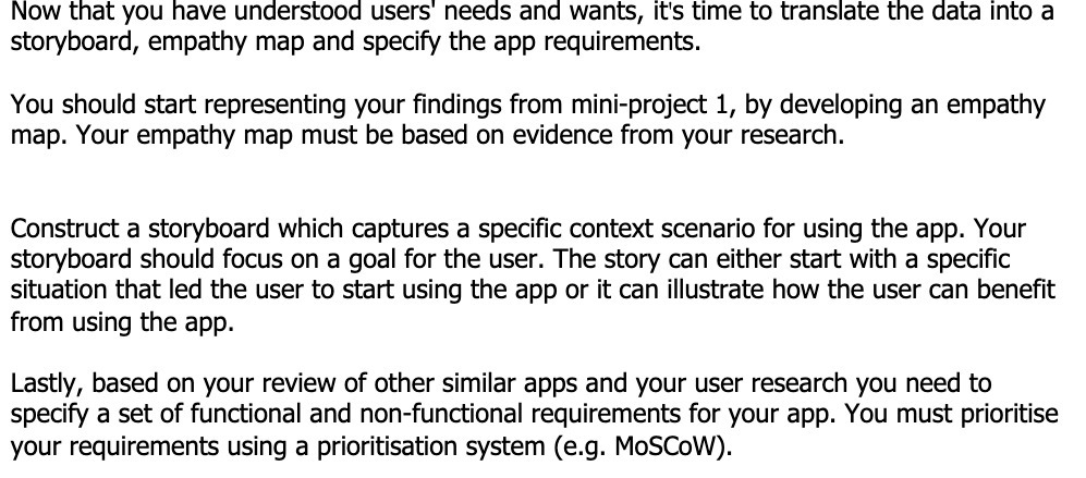 Now that you have understood users' needs and