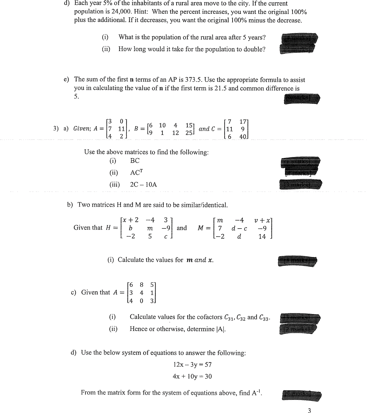 1) a) Solve the following inequalities: (i) 5(11q)
