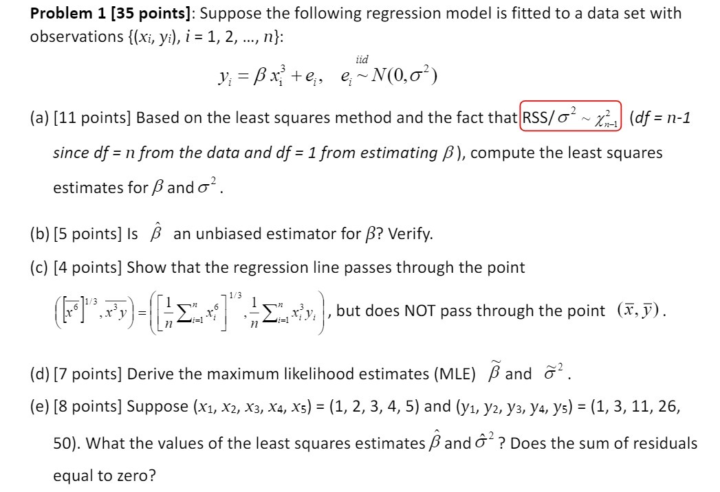 Problem 1 [35 points]: Suppose the following