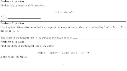 Problem 4. (1 paint) Find dy/de by implicit