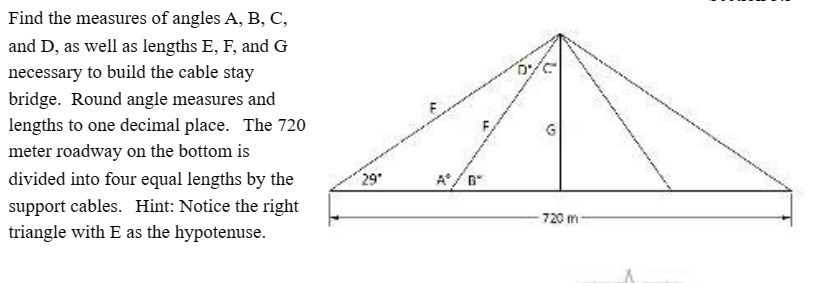 Find the measures of angles A, B, C, and D, as