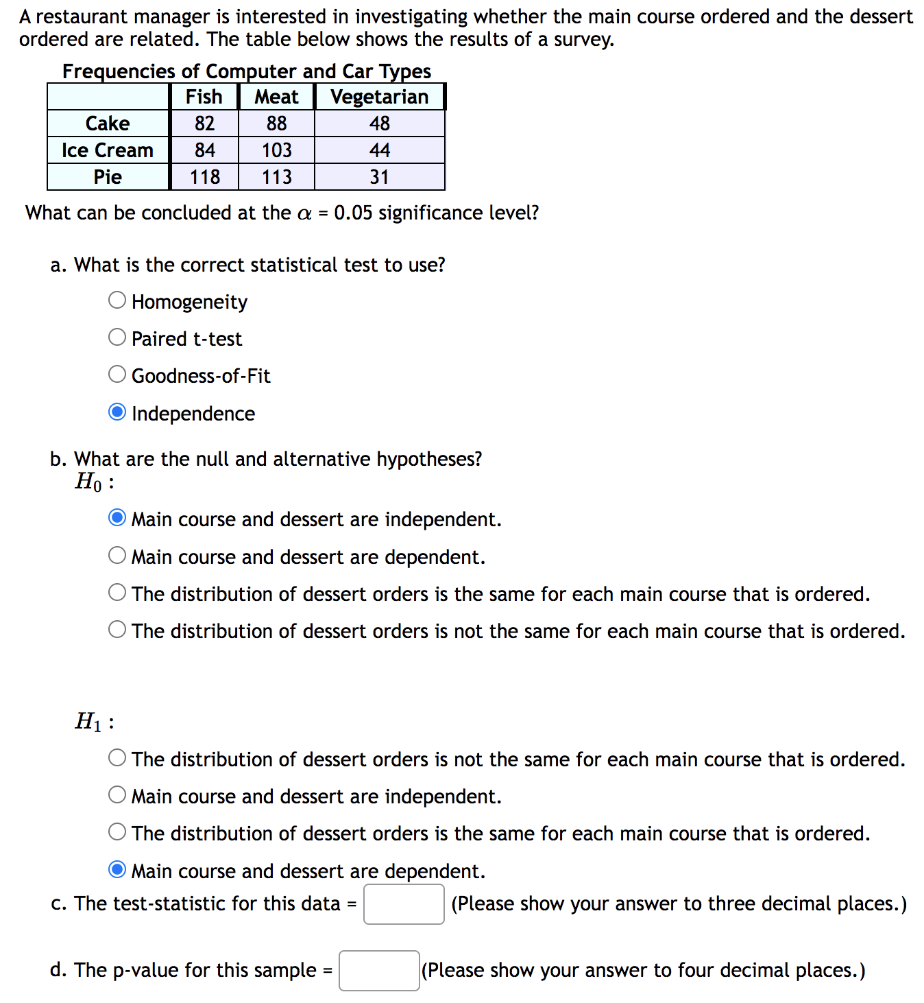 The data below show sport preference and age of