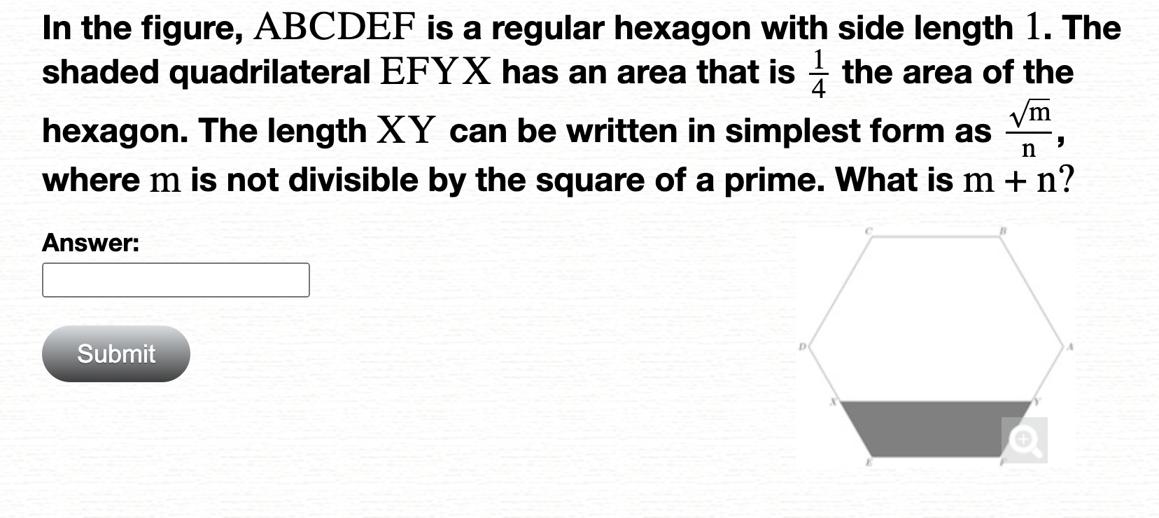 Answer this question. In the figure, ABCDEF is a