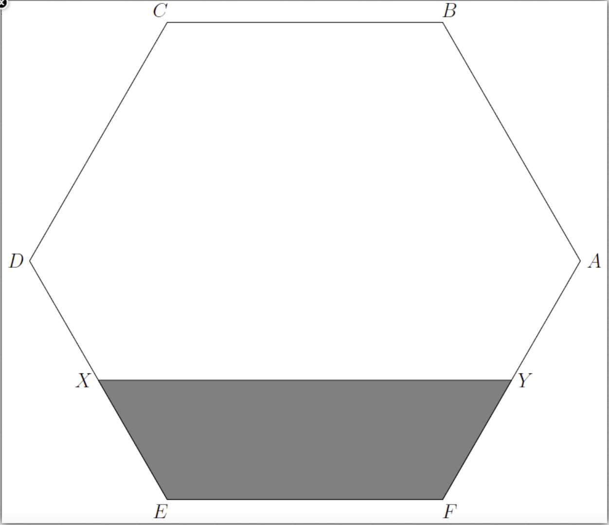 Answer this question. In the figure, ABCDEF is a