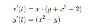 x' (t) = x . (y+x - 2 y' ( t ) = y
