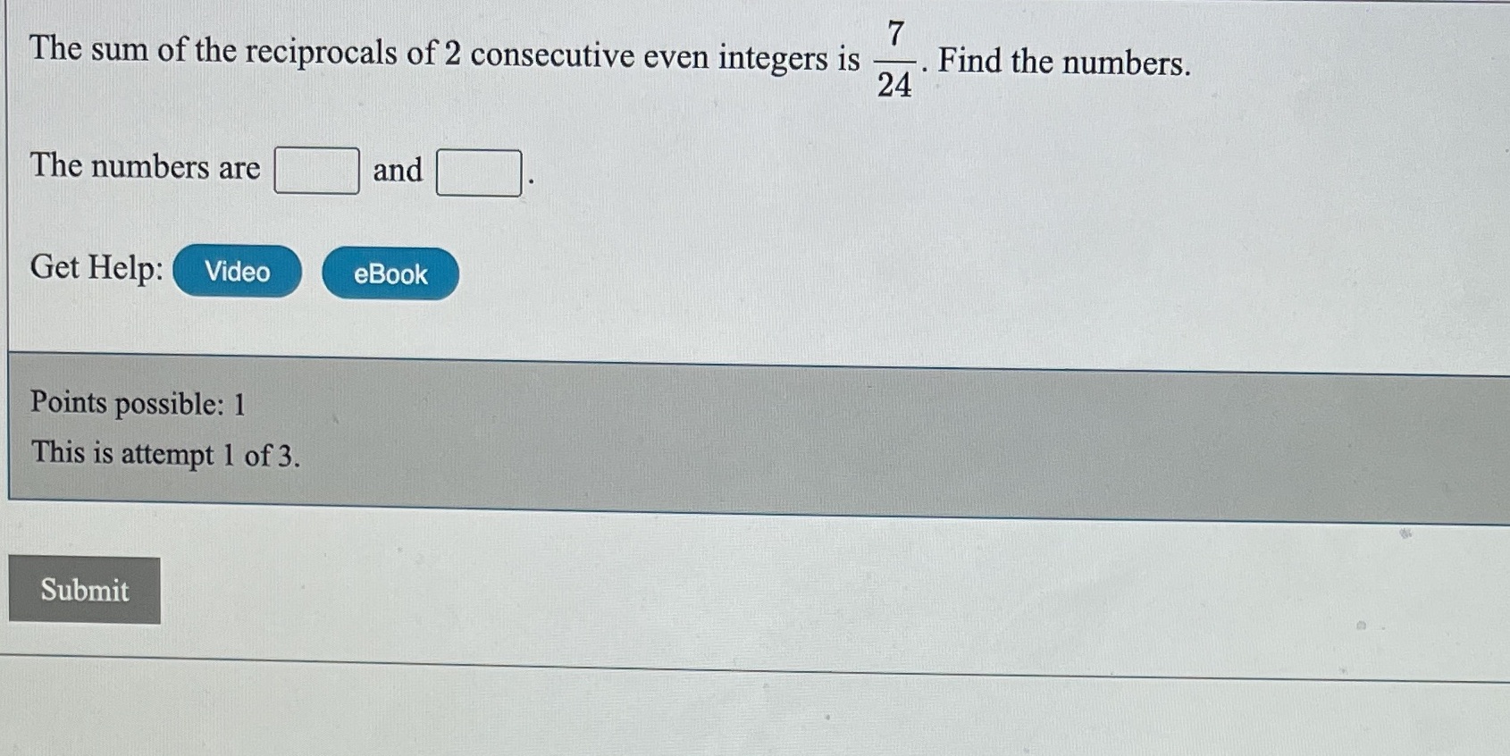 7 The sum of the reciprocals of 2 consecutive