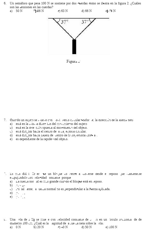 6. Un semaforo que pesa 100 N se sostiene por dos