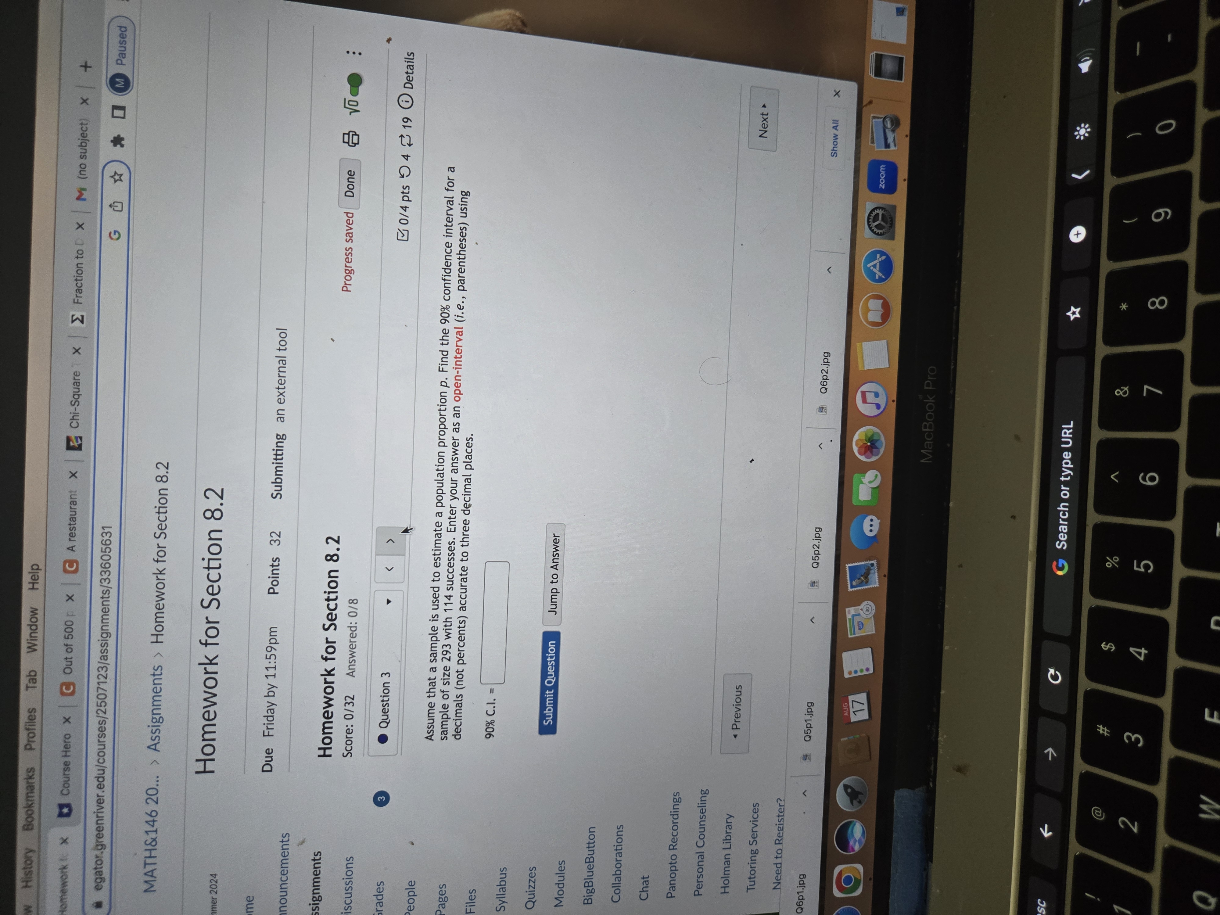 Chi-Square 1 X _ Fraction to [ Course Hero X C