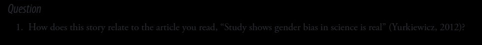 Question 1. How does this story relate to the