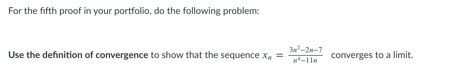 For the fifth proof in your portfolio, do the