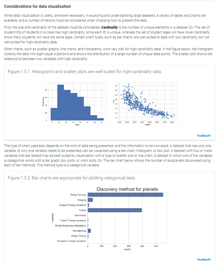 Considerations for data visualization While data